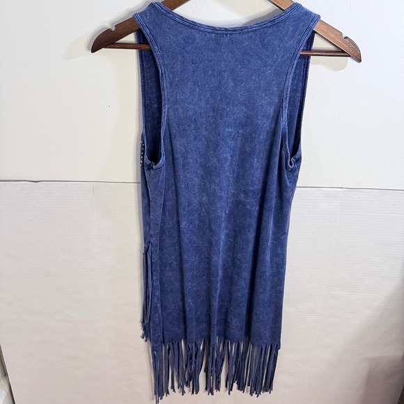 Vocal Blue Studded Fringe Tank Dress Live to Ride Motorcycle Graphic Size L USA - Picture 6 of 12